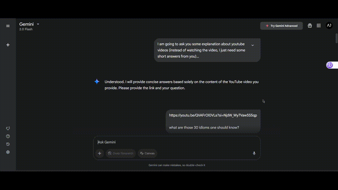 My video chat with Gemini